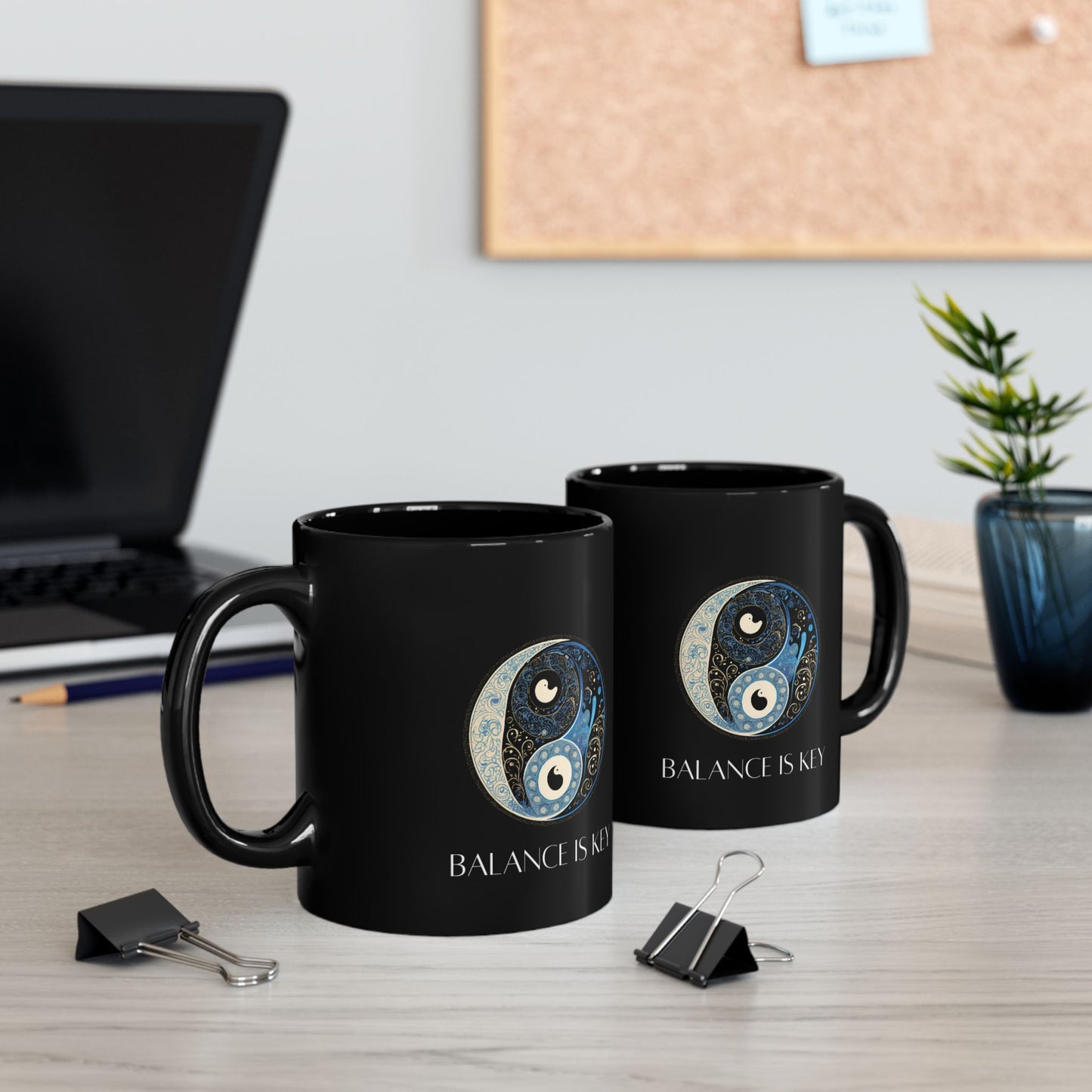 Balance Is Key Blue DM1111 Black Mug (11oz, 15oz)