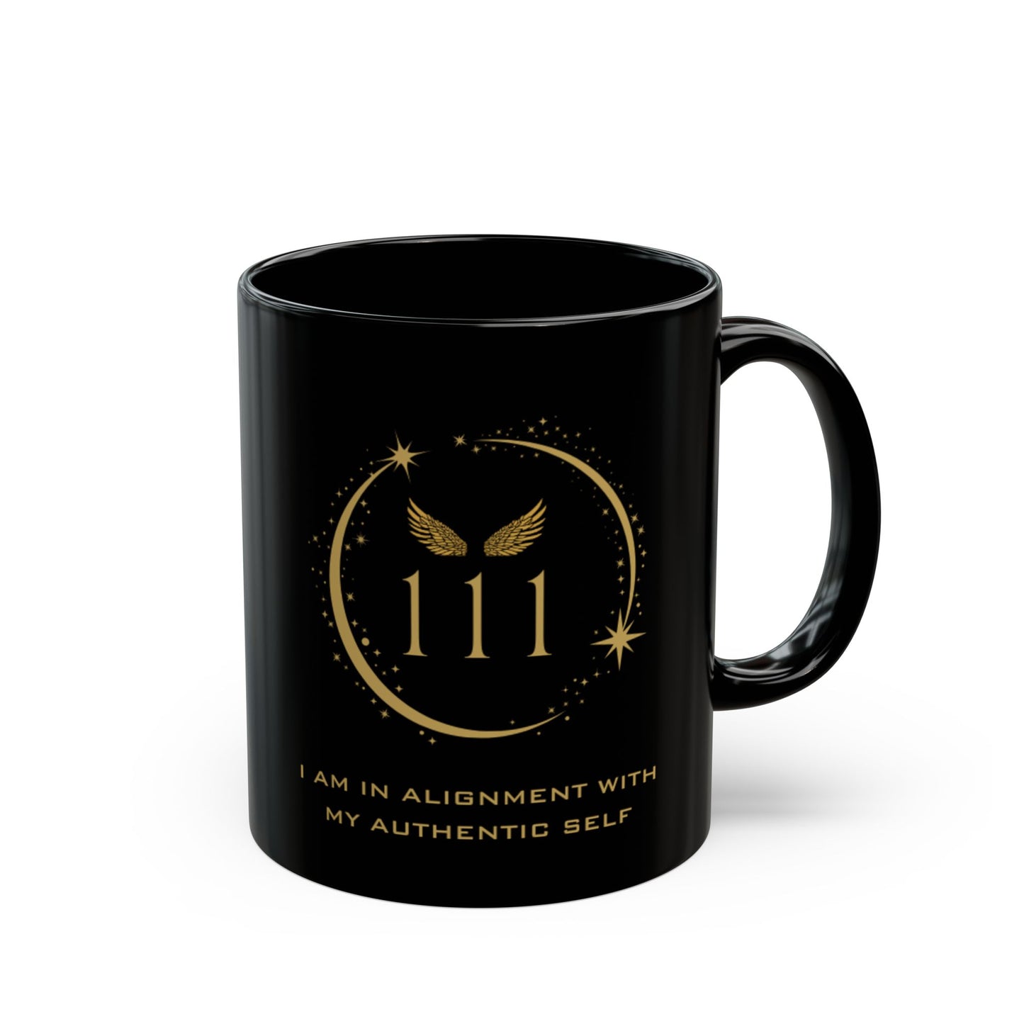 Angel 111 Affirmation DM1111 Black Mug (11oz, 15oz)