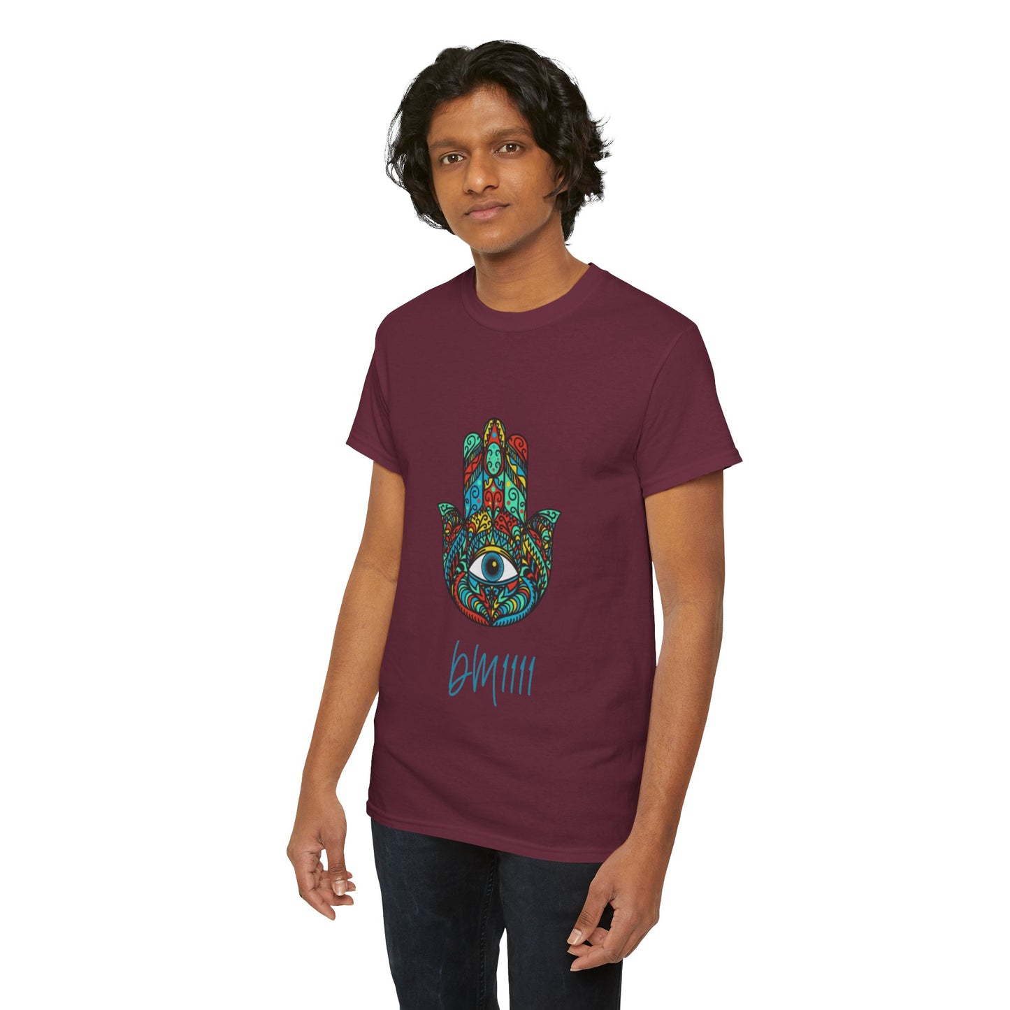 Green Hamsa Hand Eye DM1111 Unisex Heavy Cotton Tee