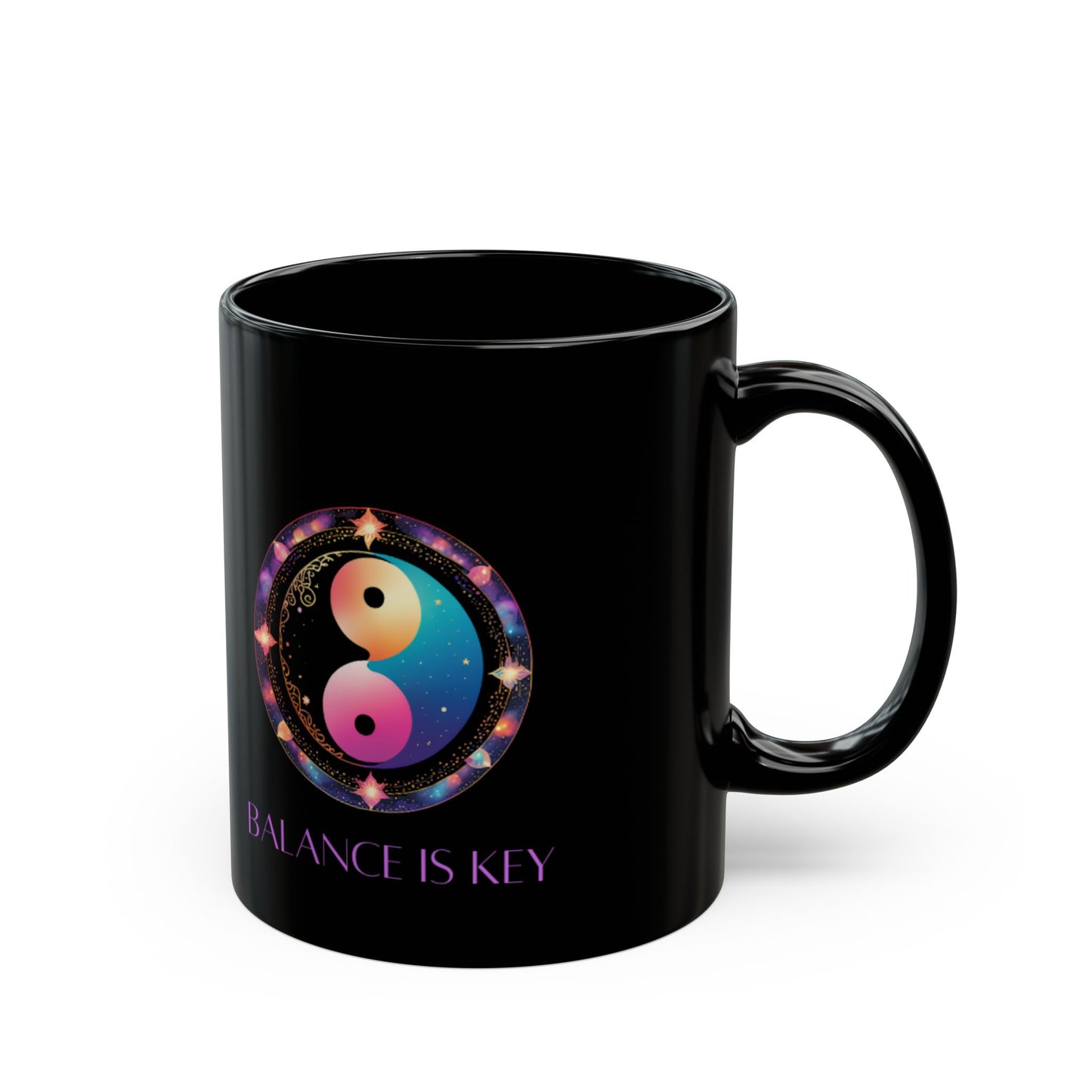 Balance Is Key Purple DM1111 Black Mug (11oz, 15oz)