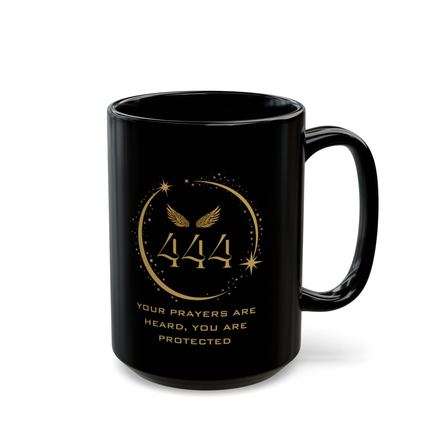 Angel 444 Affirmation DM1111 Black Mug (11oz, 15oz)