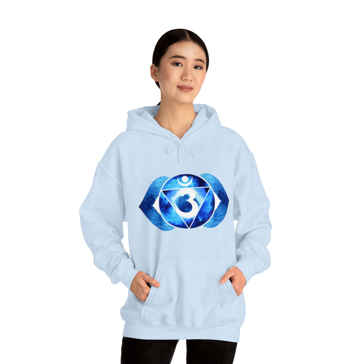 DM1111 Blue Third Eye Chakra Themed Unisex Heavy Blend™ Hooded Sweatshirt