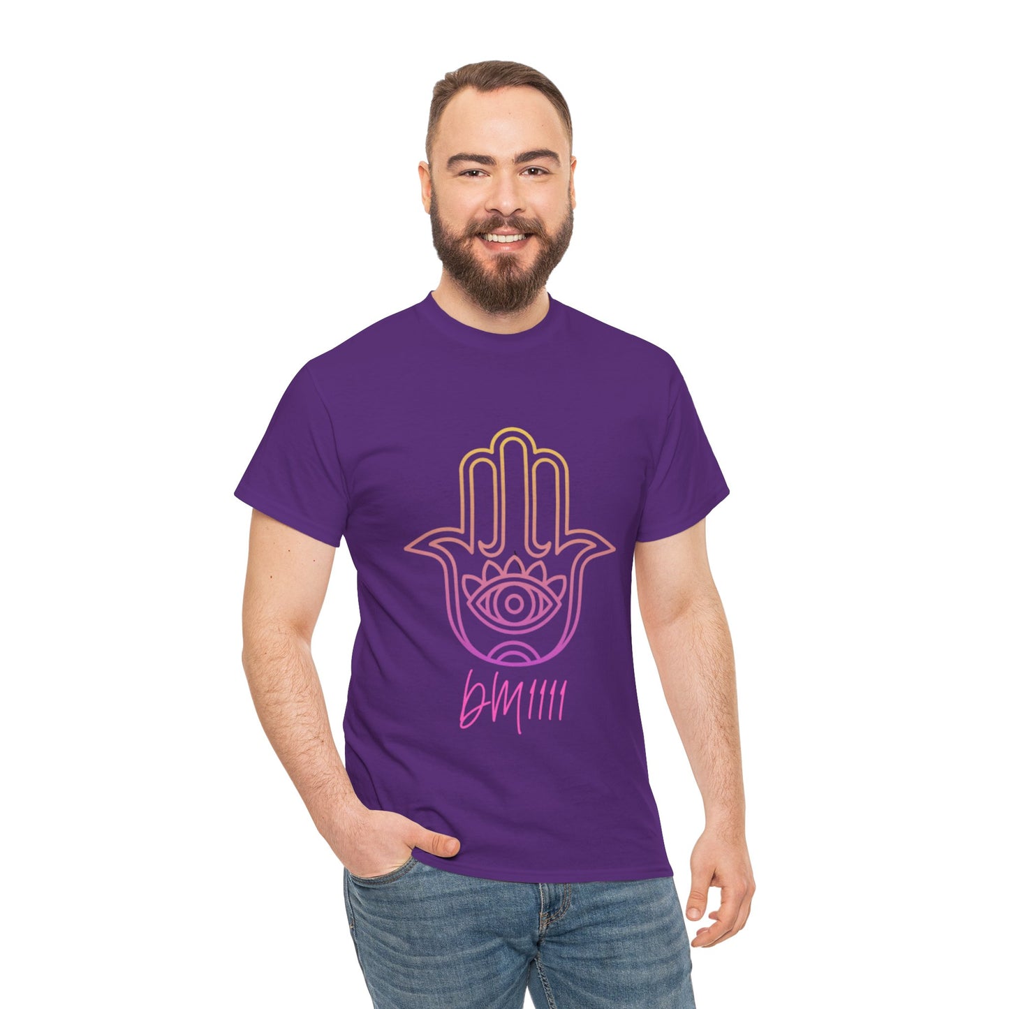 Multi Color Hamsa Hand DM1111 Unisex Heavy Cotton Tee