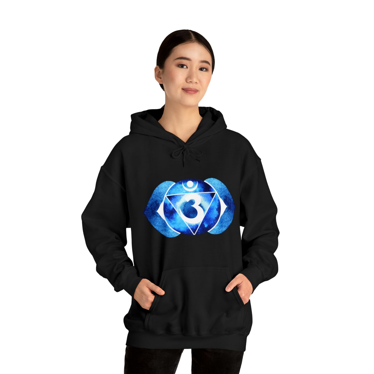 DM1111 Blue Third Eye Chakra Themed Unisex Heavy Blend™ Hooded Sweatshirt