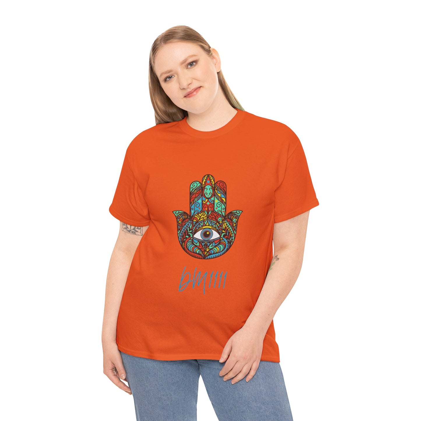 Green Hamsa Hand Eye DM1111 Unisex Heavy Cotton Tee