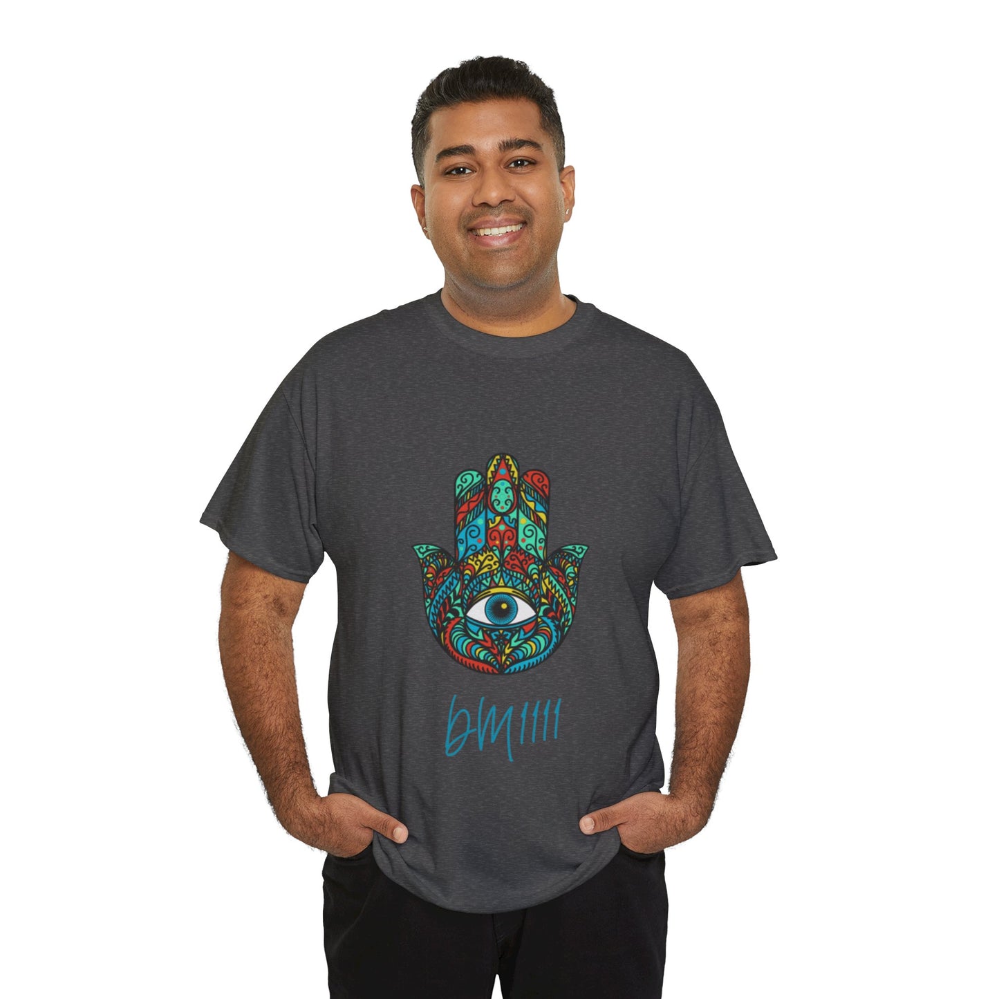 Green Hamsa Hand Eye DM1111 Unisex Heavy Cotton Tee