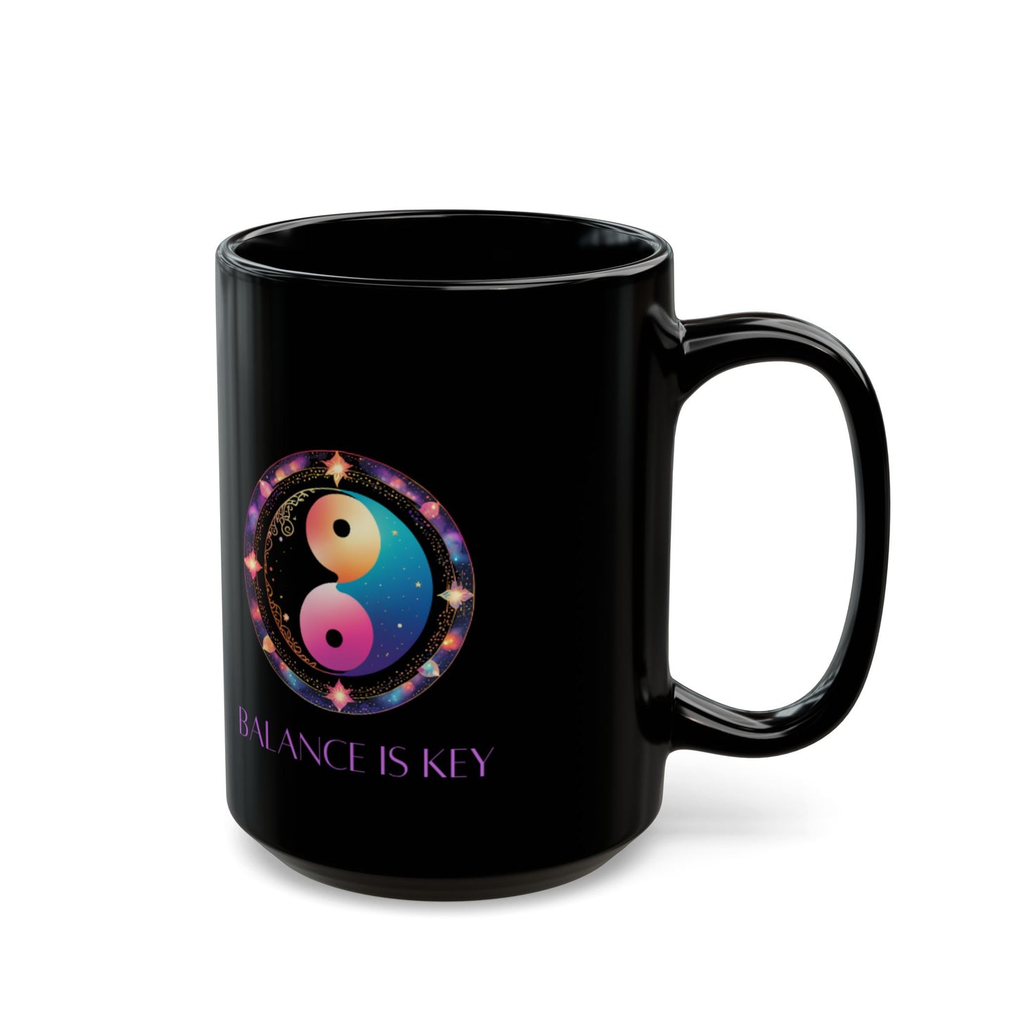 Balance Is Key Purple DM1111 Black Mug (11oz, 15oz)