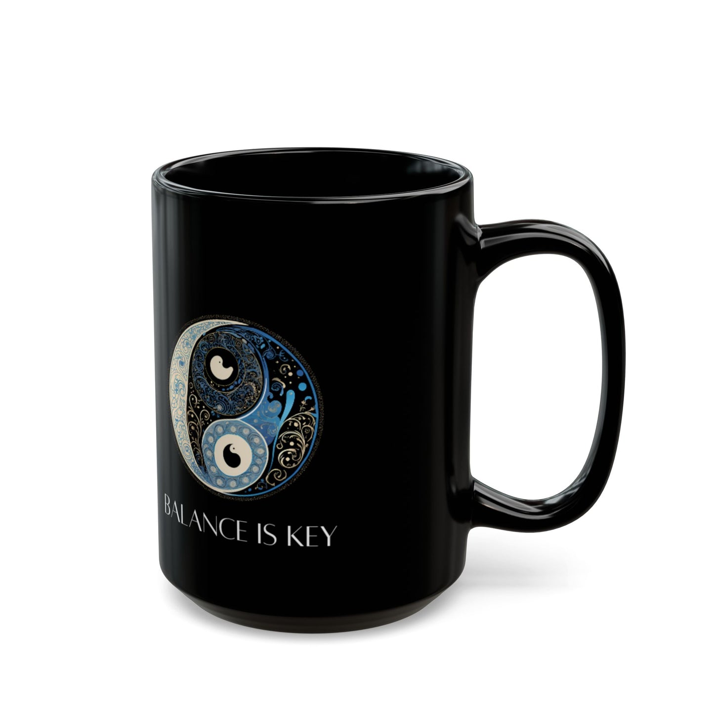 Balance Is Key Blue DM1111 Black Mug (11oz, 15oz)