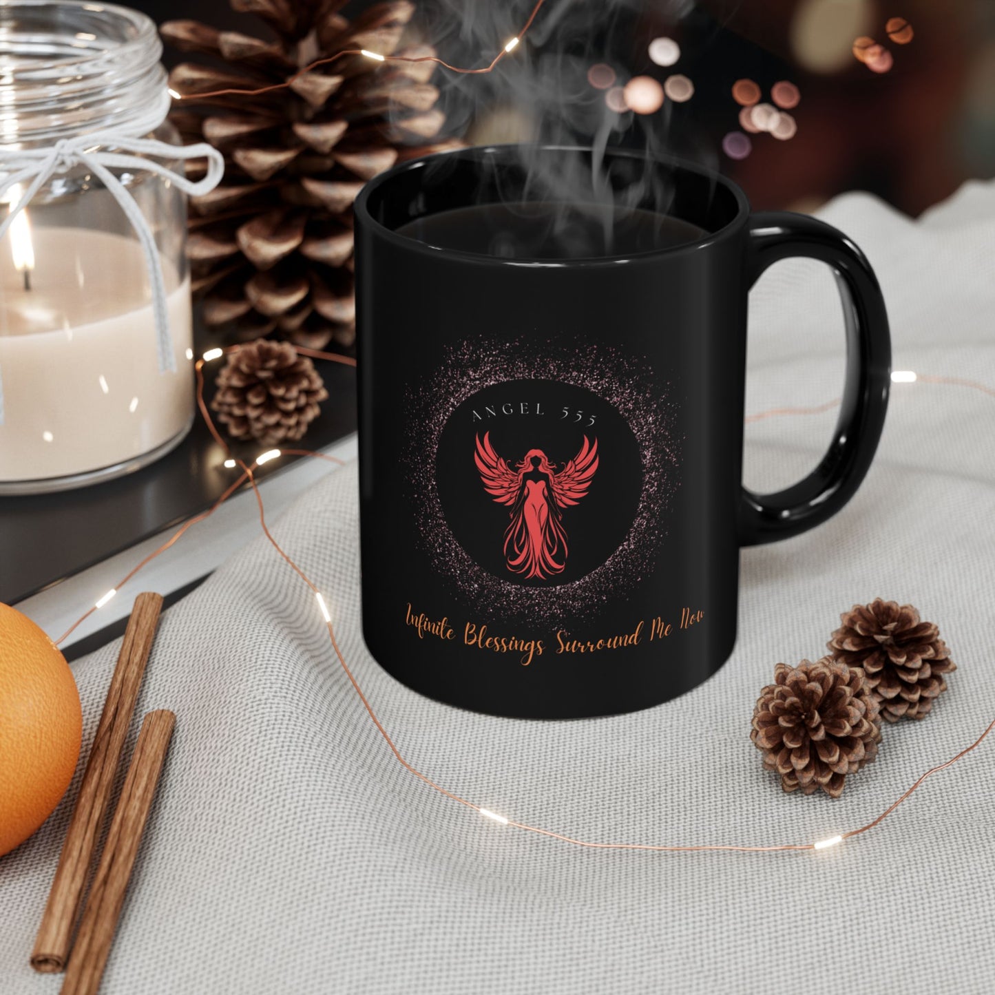 Angel 555 DM1111 Black Mug (11oz, 15oz)