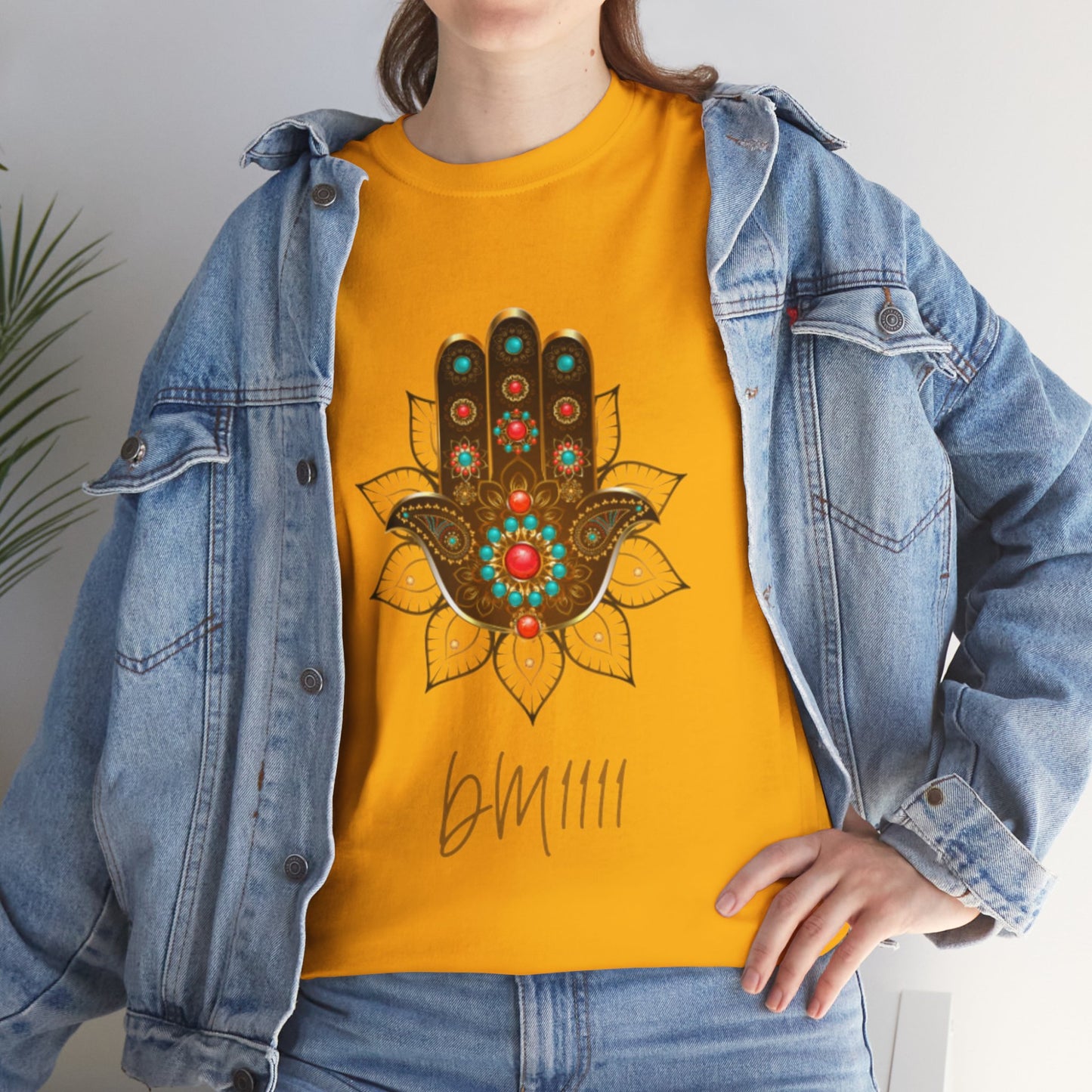 Gold Hamsa Hand DM1111 Unisex Heavy Cotton Tee