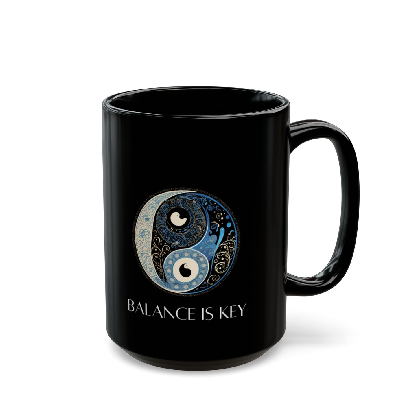 Balance Is Key Blue DM1111 Black Mug (11oz, 15oz)