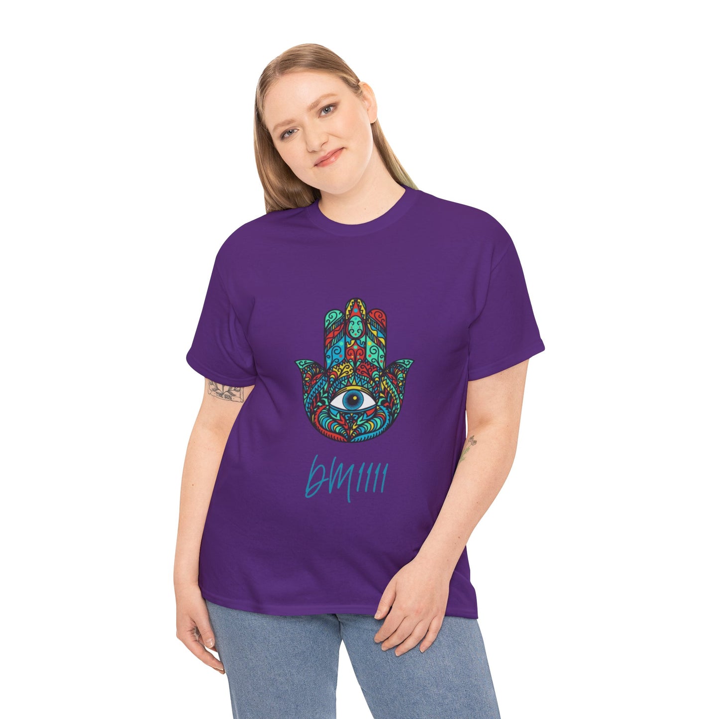 Green Hamsa Hand Eye DM1111 Unisex Heavy Cotton Tee