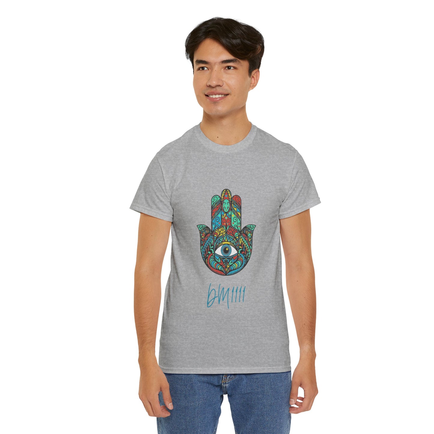 Green Hamsa Hand Eye DM1111 Unisex Heavy Cotton Tee