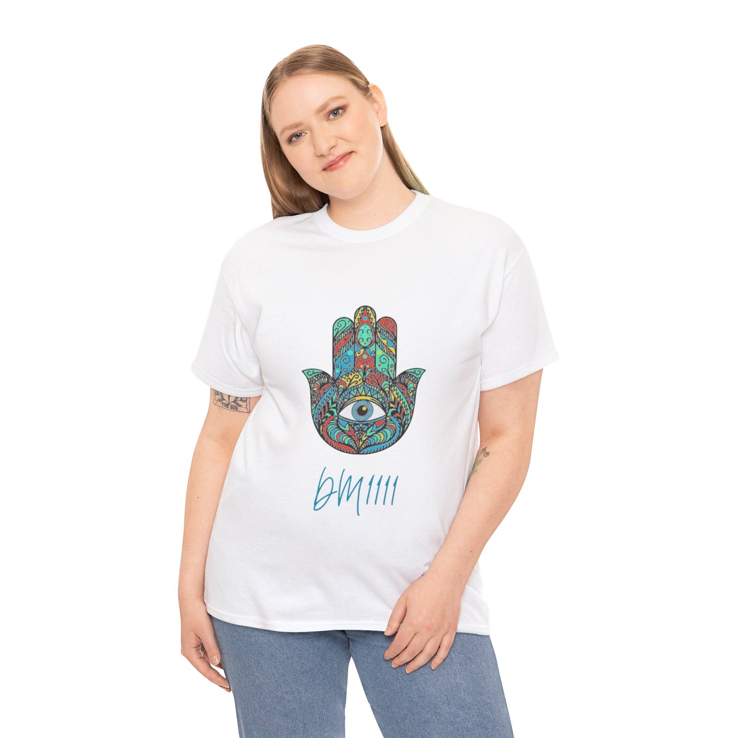 Green Hamsa Hand Eye DM1111 Unisex Heavy Cotton Tee