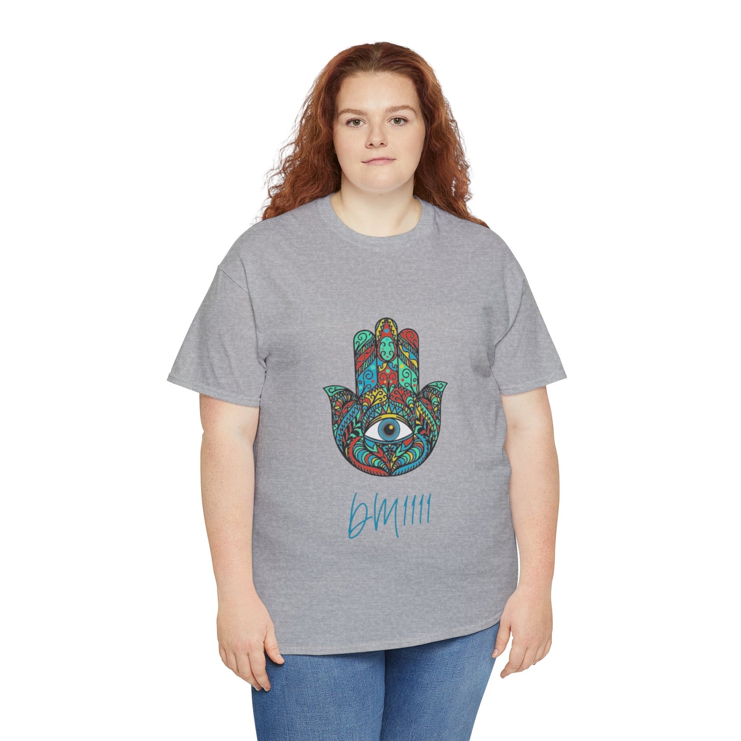 Green Hamsa Hand Eye DM1111 Unisex Heavy Cotton Tee