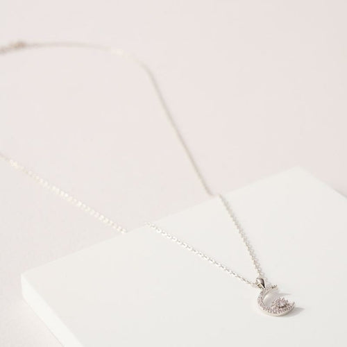 Crescent Moon and Star CZ Necklace