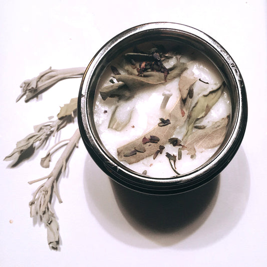 Lavender + White Sage Aromatherapy Scented Soy Wax Candle