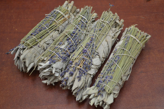 4 Pcs California White And Lavender Sage Bundles 4"