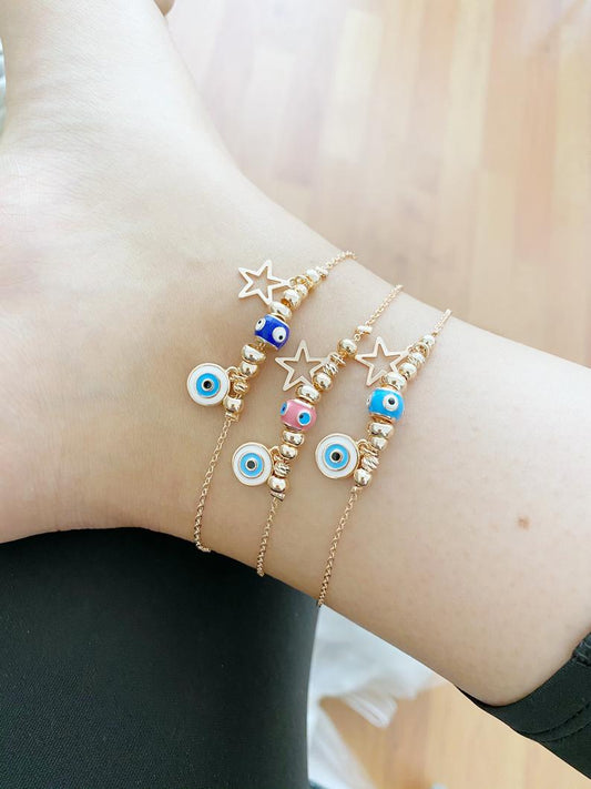 Blue Evil Eye Anklet, Ankle Bracelet, Evil Eye Jewelry, Evil Eye Ankle