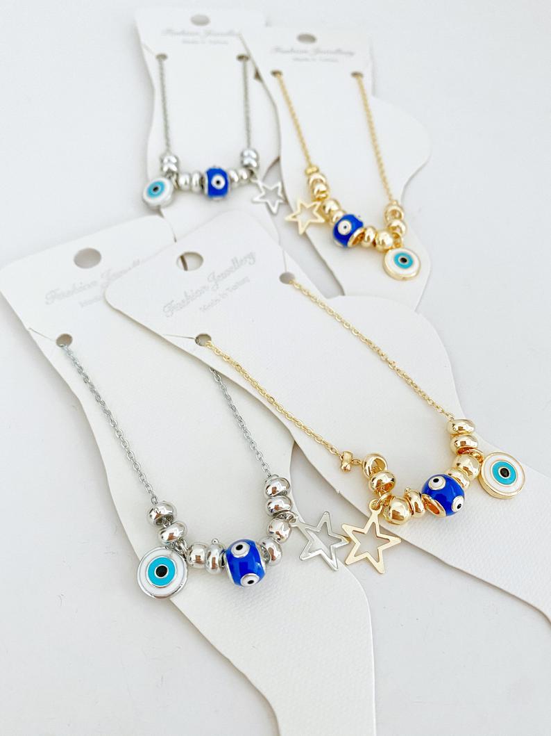 Blue Evil Eye Anklet, Ankle Bracelet, Evil Eye Jewelry, Evil Eye Ankle