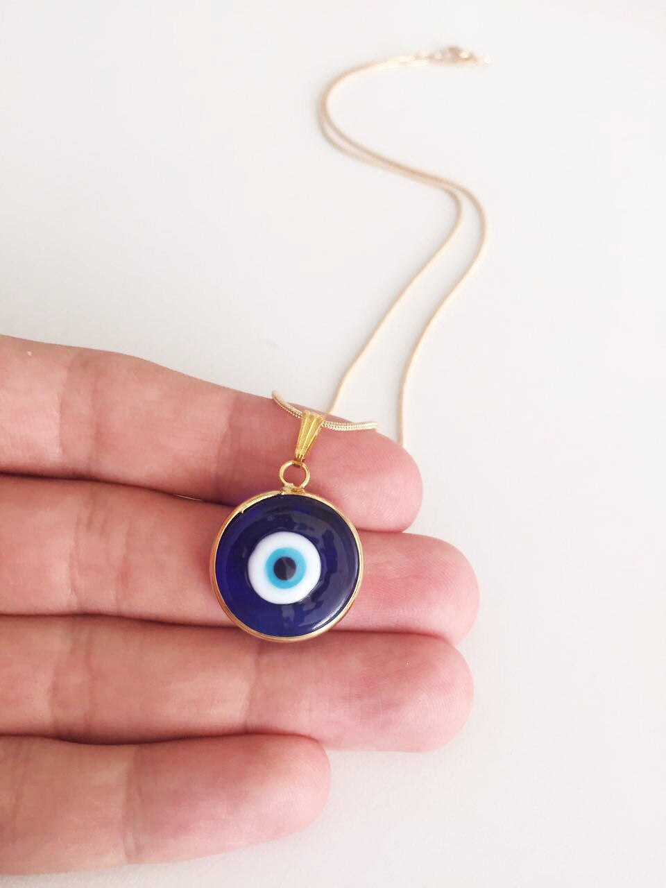 Blue Evil Eye Murano Necklace, Glass Evil Eye Bead Handmade
