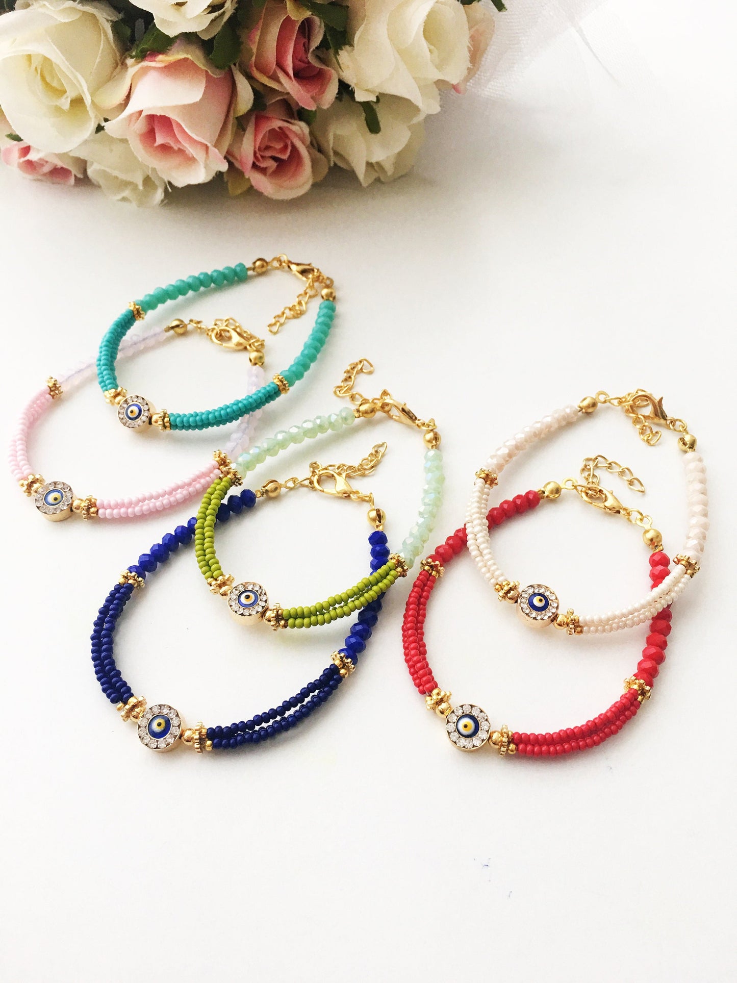 Blue Evil Eye Bracelet, Miyuki Beads Bracelet