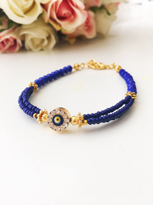 Blue Evil Eye Bracelet, Miyuki Beads Bracelet