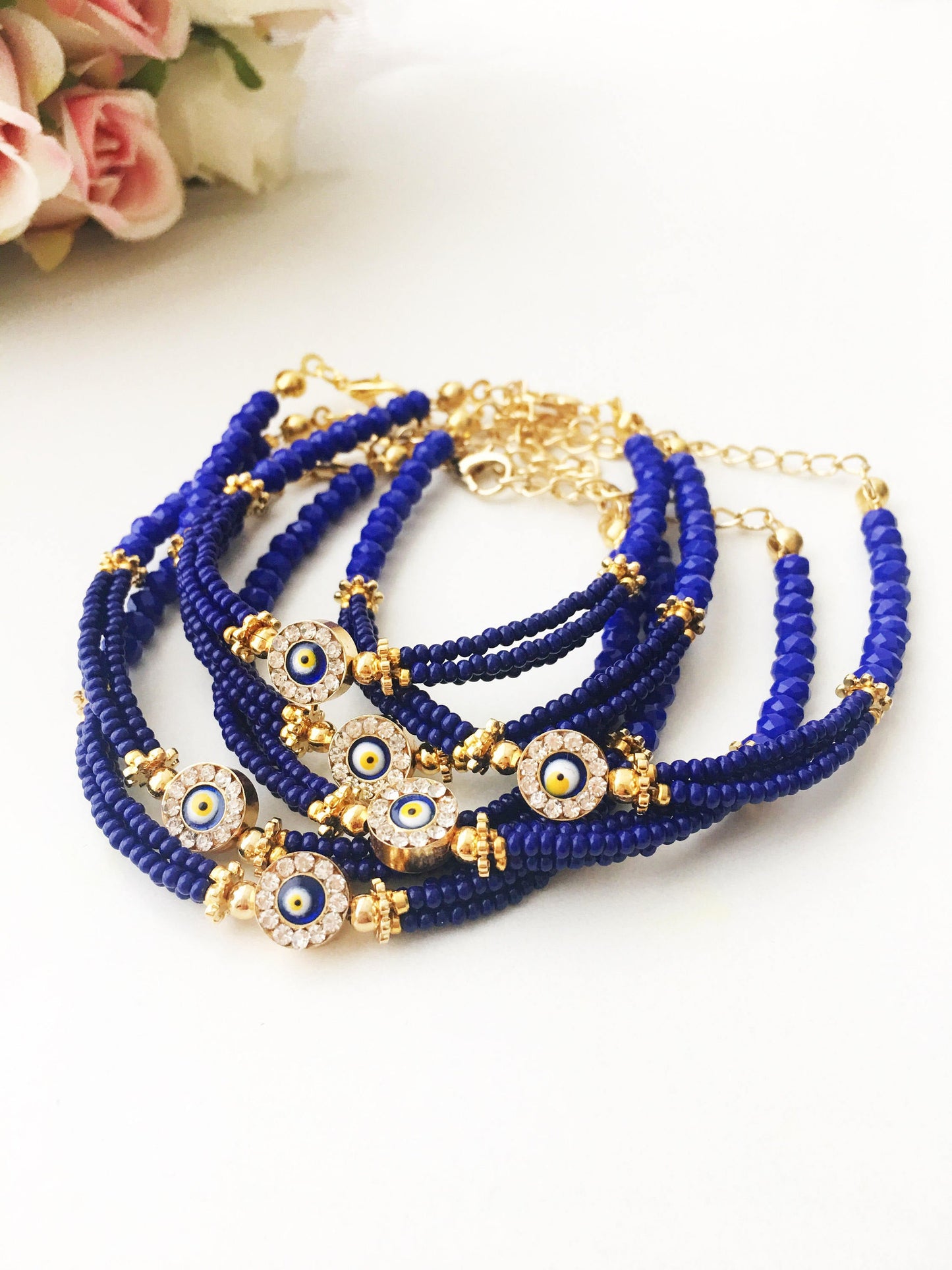 Blue Evil Eye Bracelet, Miyuki Beads Bracelet