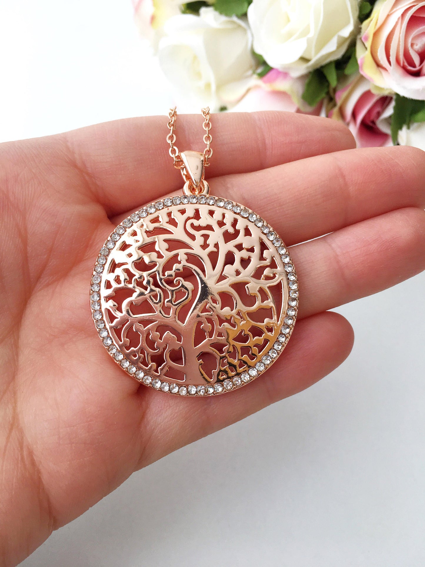 Tree of Life Necklace, family tree necklace, rose gold necklace