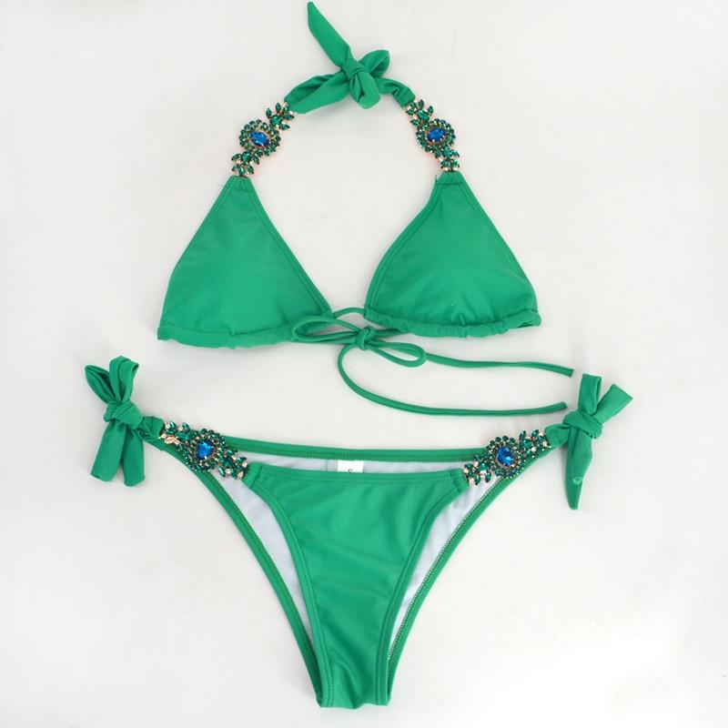 Jeweled Bikini Crochet Jewelry Bikini Set two pieces Swimsuit Crystal