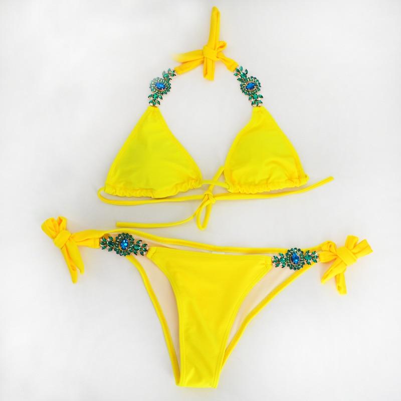 Jeweled Bikini Crochet Jewelry Bikini Set two pieces Swimsuit Crystal