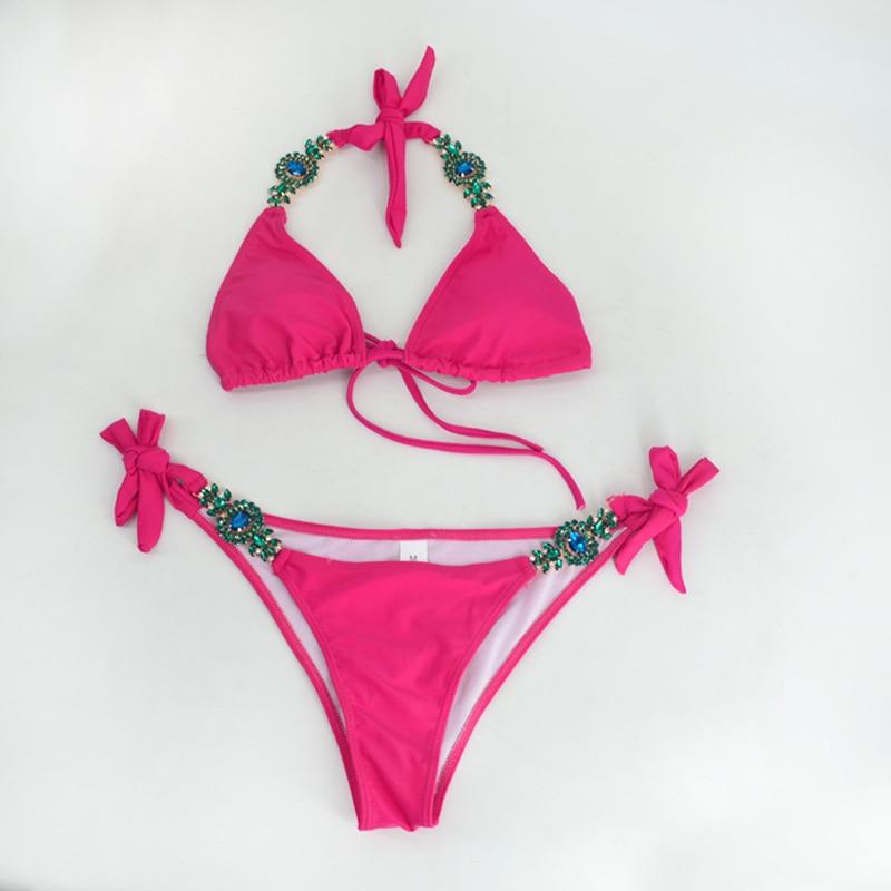 Jeweled Bikini Crochet Jewelry Bikini Set two pieces Swimsuit Crystal