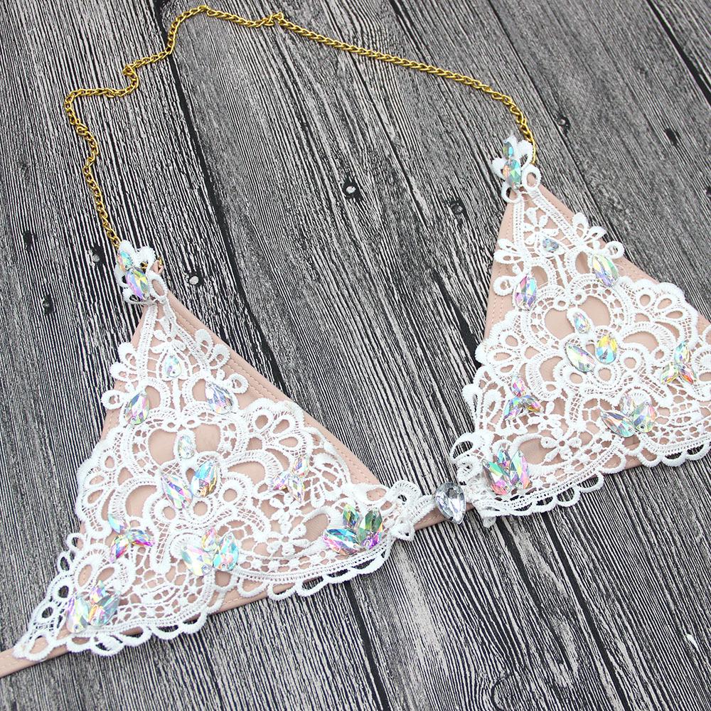 Jeweled Bikini Crochet Jewelry Bikini Set two pieces Swimsuit Crystal